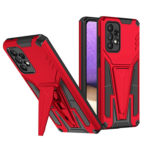 Coque Contour Silicone et Plastique Housse Etui Mat avec Support MQ1 pour Samsung Galaxy A52s 5G Rouge