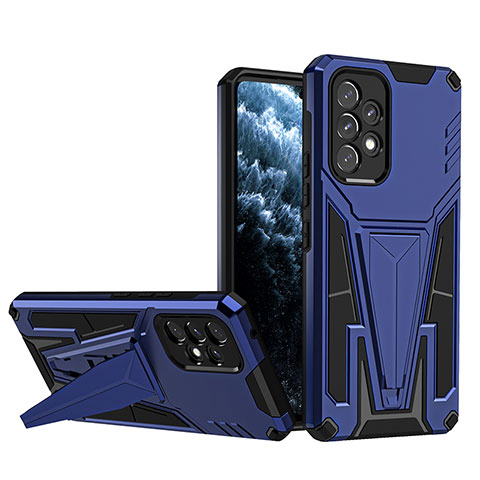 Coque Contour Silicone et Plastique Housse Etui Mat avec Support MQ1 pour Samsung Galaxy A53 5G Bleu