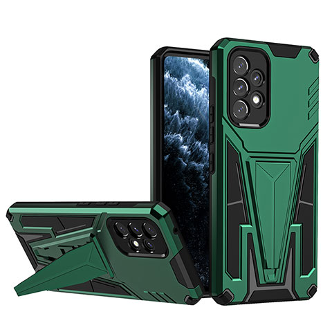 Coque Contour Silicone et Plastique Housse Etui Mat avec Support MQ1 pour Samsung Galaxy A53 5G Vert