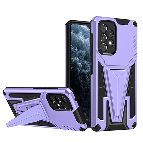 Coque Contour Silicone et Plastique Housse Etui Mat avec Support MQ1 pour Samsung Galaxy A53 5G Violet