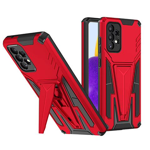 Coque Contour Silicone et Plastique Housse Etui Mat avec Support MQ1 pour Samsung Galaxy A72 4G Rouge