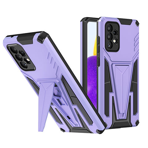 Coque Contour Silicone et Plastique Housse Etui Mat avec Support MQ1 pour Samsung Galaxy A72 4G Violet