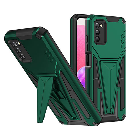 Coque Contour Silicone et Plastique Housse Etui Mat avec Support MQ1 pour Samsung Galaxy F02S SM-E025F Vert