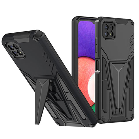 Coque Contour Silicone et Plastique Housse Etui Mat avec Support MQ1 pour Samsung Galaxy F42 5G Noir