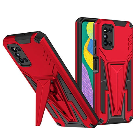 Coque Contour Silicone et Plastique Housse Etui Mat avec Support MQ1 pour Samsung Galaxy F52 5G Rouge