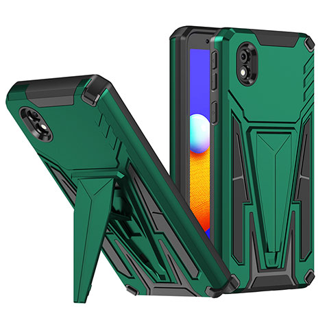 Coque Contour Silicone et Plastique Housse Etui Mat avec Support MQ1 pour Samsung Galaxy M01 Core Vert