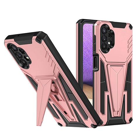 Coque Contour Silicone et Plastique Housse Etui Mat avec Support MQ1 pour Samsung Galaxy M32 5G Or Rose