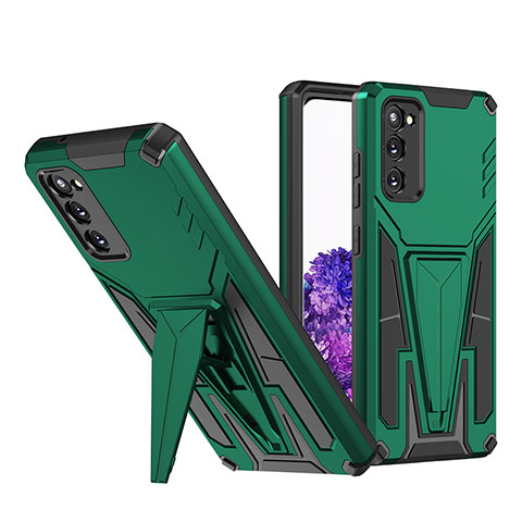 Coque Contour Silicone et Plastique Housse Etui Mat avec Support MQ1 pour Samsung Galaxy S20 5G Vert