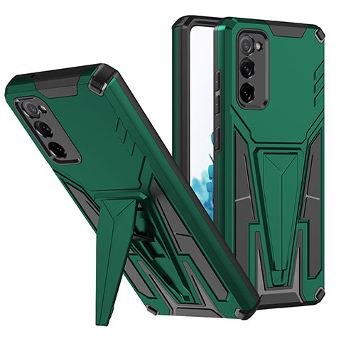 Coque Contour Silicone et Plastique Housse Etui Mat avec Support MQ1 pour Samsung Galaxy S20 FE (2022) 5G Vert