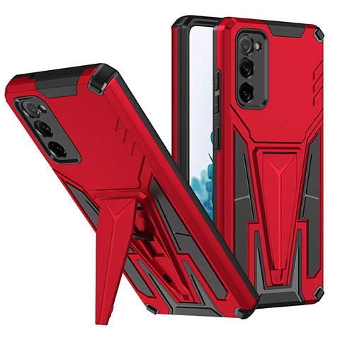 Coque Contour Silicone et Plastique Housse Etui Mat avec Support MQ1 pour Samsung Galaxy S20 FE 4G Rouge