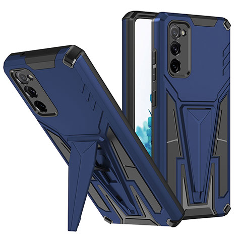 Coque Contour Silicone et Plastique Housse Etui Mat avec Support MQ1 pour Samsung Galaxy S20 FE 5G Bleu