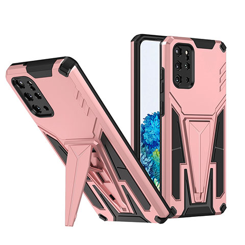 Coque Contour Silicone et Plastique Housse Etui Mat avec Support MQ1 pour Samsung Galaxy S20 Plus 5G Or Rose