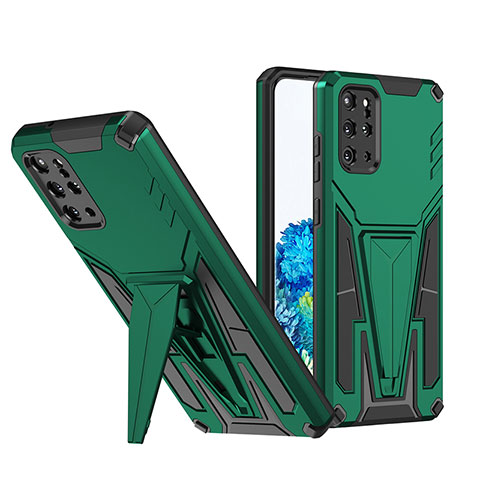 Coque Contour Silicone et Plastique Housse Etui Mat avec Support MQ1 pour Samsung Galaxy S20 Plus 5G Vert