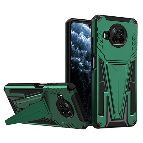 Coque Contour Silicone et Plastique Housse Etui Mat avec Support MQ1 pour Xiaomi Mi 10i 5G Vert