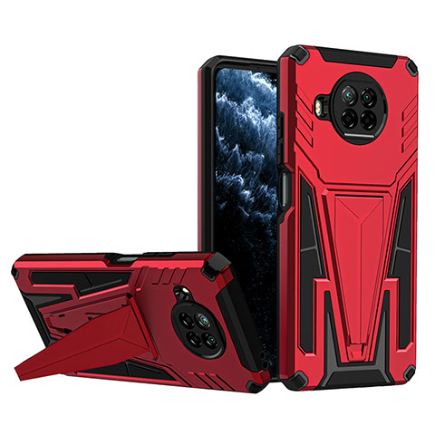 Coque Contour Silicone et Plastique Housse Etui Mat avec Support MQ1 pour Xiaomi Mi 10T Lite 5G Rouge