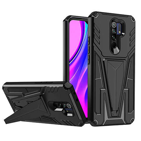 Coque Contour Silicone et Plastique Housse Etui Mat avec Support MQ1 pour Xiaomi Poco M2 Noir