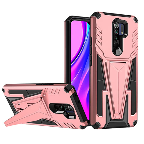 Coque Contour Silicone et Plastique Housse Etui Mat avec Support MQ1 pour Xiaomi Poco M2 Or Rose