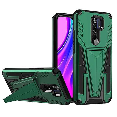 Coque Contour Silicone et Plastique Housse Etui Mat avec Support MQ1 pour Xiaomi Poco M2 Vert