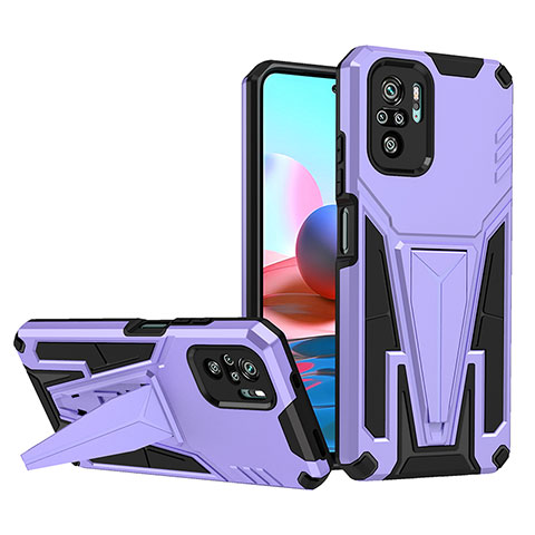 Coque Contour Silicone et Plastique Housse Etui Mat avec Support MQ1 pour Xiaomi Poco M5S Violet