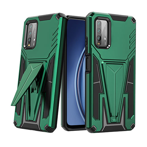 Coque Contour Silicone et Plastique Housse Etui Mat avec Support MQ1 pour Xiaomi Redmi 9 Power Vert