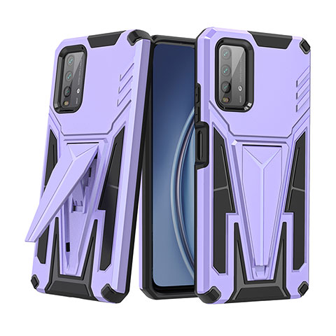 Coque Contour Silicone et Plastique Housse Etui Mat avec Support MQ1 pour Xiaomi Redmi 9 Power Violet