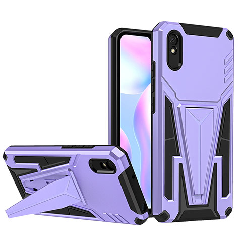 Coque Contour Silicone et Plastique Housse Etui Mat avec Support MQ1 pour Xiaomi Redmi 9AT Violet