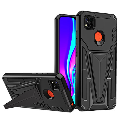 Coque Contour Silicone et Plastique Housse Etui Mat avec Support MQ1 pour Xiaomi Redmi 9C Noir