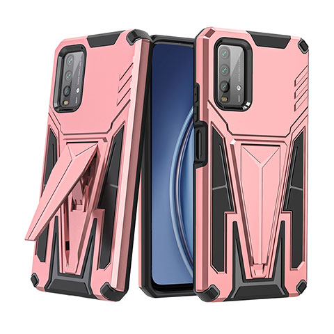 Coque Contour Silicone et Plastique Housse Etui Mat avec Support MQ1 pour Xiaomi Redmi 9T 4G Or Rose