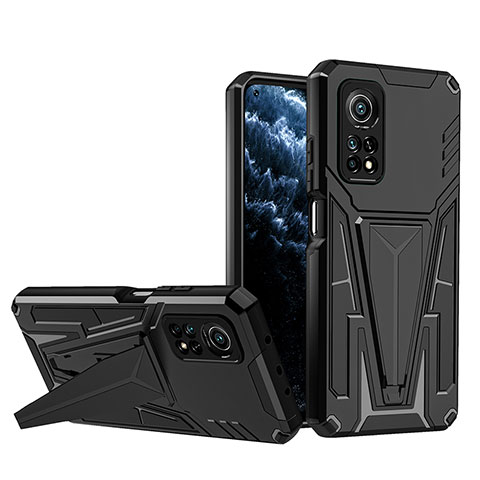 Coque Contour Silicone et Plastique Housse Etui Mat avec Support MQ1 pour Xiaomi Redmi K30S 5G Noir