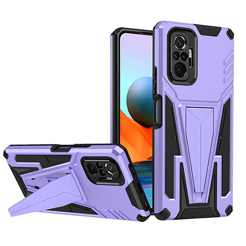 Coque Contour Silicone et Plastique Housse Etui Mat avec Support MQ1 pour Xiaomi Redmi Note 10 Pro Max Violet