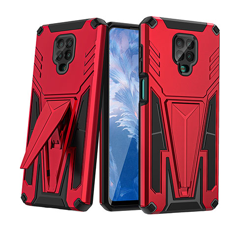 Coque Contour Silicone et Plastique Housse Etui Mat avec Support MQ1 pour Xiaomi Redmi Note 9 Pro Max Rouge