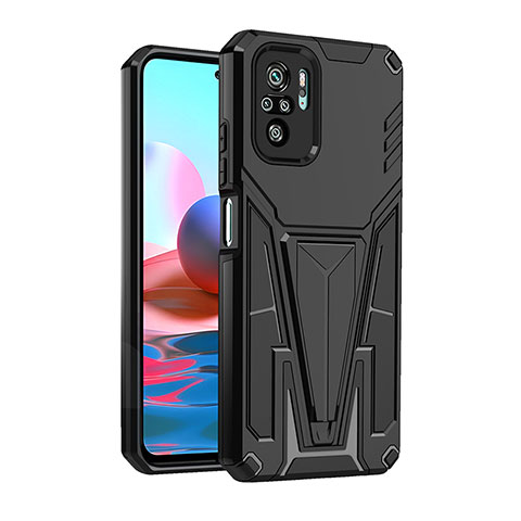 Coque Contour Silicone et Plastique Housse Etui Mat avec Support MQ2 pour Xiaomi Poco M5S Noir