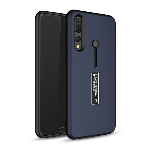 Coque Contour Silicone et Plastique Housse Etui Mat avec Support P01 pour Huawei P20 Pro Bleu