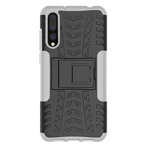 Coque Contour Silicone et Plastique Housse Etui Mat avec Support P02 pour Huawei P20 Pro Blanc