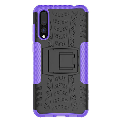 Coque Contour Silicone et Plastique Housse Etui Mat avec Support P02 pour Huawei P20 Pro Violet