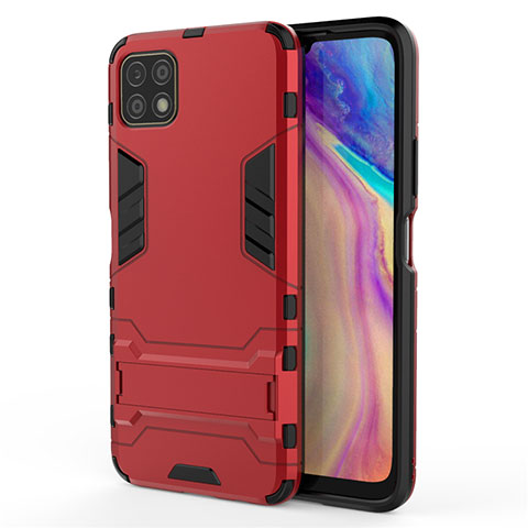 Coque Contour Silicone et Plastique Housse Etui Mat avec Support pour Huawei Enjoy 20 5G Rouge