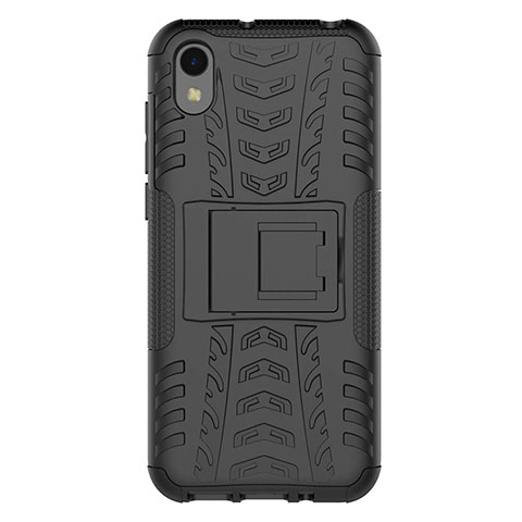 Coque Contour Silicone et Plastique Housse Etui Mat avec Support pour Huawei Enjoy 8S Noir