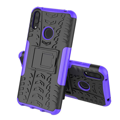 Coque Contour Silicone et Plastique Housse Etui Mat avec Support pour Huawei Enjoy 9 Violet