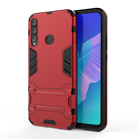 Coque Contour Silicone et Plastique Housse Etui Mat avec Support pour Huawei Honor 9C Rouge