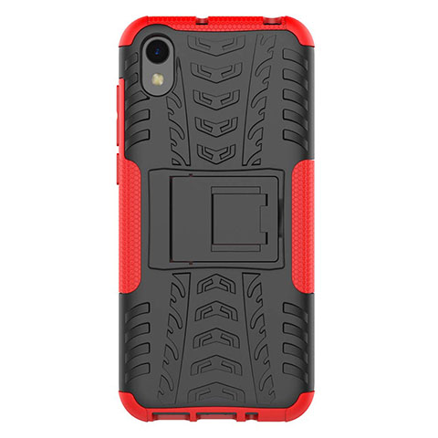 Coque Contour Silicone et Plastique Housse Etui Mat avec Support pour Huawei Honor Play 8 Rouge