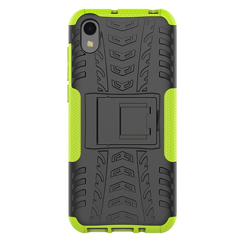 Coque Contour Silicone et Plastique Housse Etui Mat avec Support pour Huawei Honor Play 8 Vert