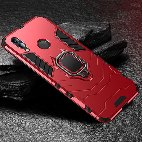 Coque Contour Silicone et Plastique Housse Etui Mat avec Support pour Huawei Honor V10 Lite Rouge