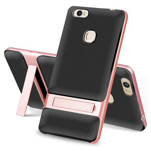 Coque Contour Silicone et Plastique Housse Etui Mat avec Support pour Huawei Honor V8 Max Noir