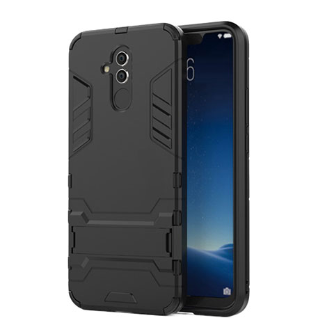 Coque Contour Silicone et Plastique Housse Etui Mat avec Support pour Huawei Mate 20 Lite Noir