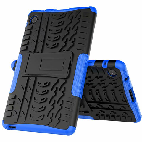 Coque Contour Silicone et Plastique Housse Etui Mat avec Support pour Huawei MatePad T 8 Bleu