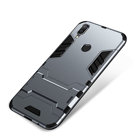 Coque Contour Silicone et Plastique Housse Etui Mat avec Support pour Huawei Nova 3i Gris