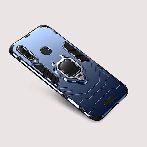 Coque Contour Silicone et Plastique Housse Etui Mat avec Support pour Huawei P30 Lite New Edition Bleu