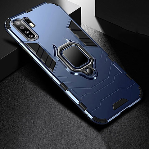 Coque Contour Silicone et Plastique Housse Etui Mat avec Support pour Huawei P30 Pro New Edition Bleu