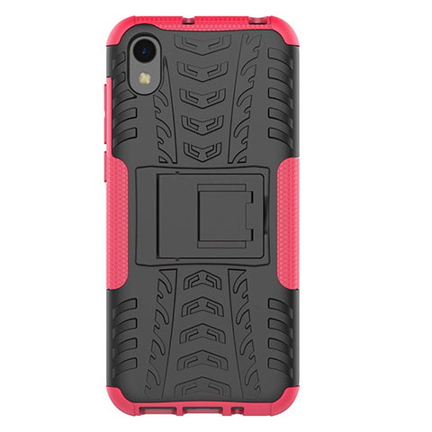 Coque Contour Silicone et Plastique Housse Etui Mat avec Support pour Huawei Y5 (2019) Rose