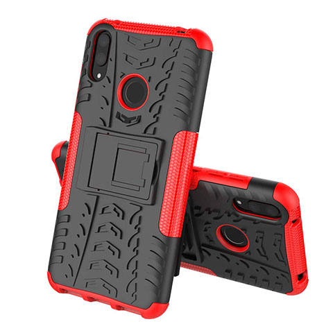 Coque Contour Silicone et Plastique Housse Etui Mat avec Support pour Huawei Y7 Pro (2019) Rouge